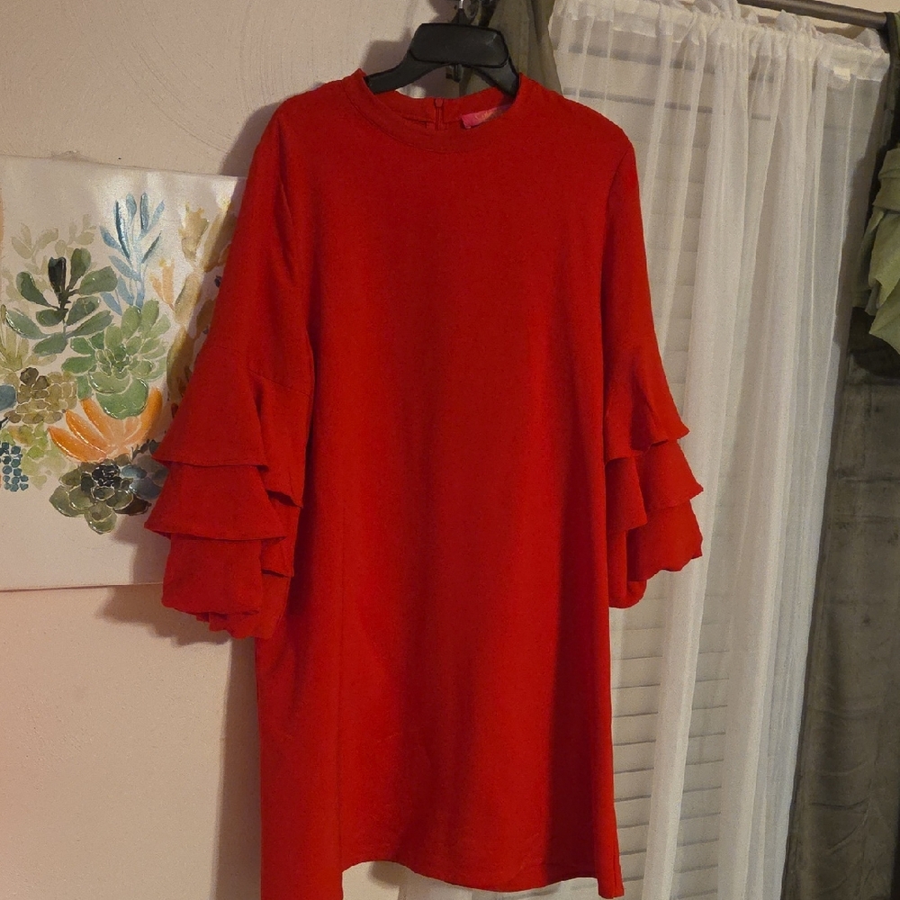 Catherines Vibrant Red Long Sleeve Dress